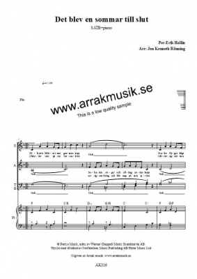 Det blev en sommar till slut i gruppen Krnoter - tryckta hos JaKe (Arrak) musik (AK316)