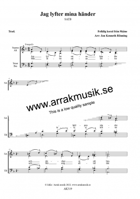 Jag lyfter mina hnder i gruppen Kyrkoret / vriga / Trst hos JaKe (Arrak) musik (AK319)