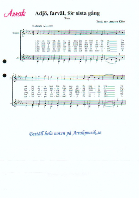 Adj, farvl, fr sista gng i gruppen Krnoter - tryckta hos JaKe (Arrak) musik (AK030)