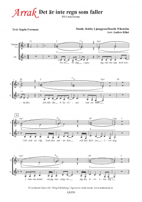 Det är inte regn som faller (SSA) i gruppen Körnoter - digitala hos JaKe (Arrak) musik (AK056D)
