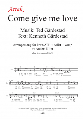 Come give me love - SATB i gruppen  hos JaKe (Arrak) musik (AK204)