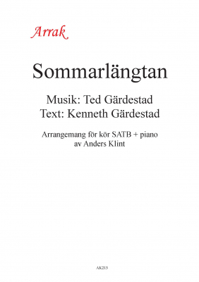 Sommarlngtan i gruppen Krnoter - tryckta hos JaKe (Arrak) musik (AK213)