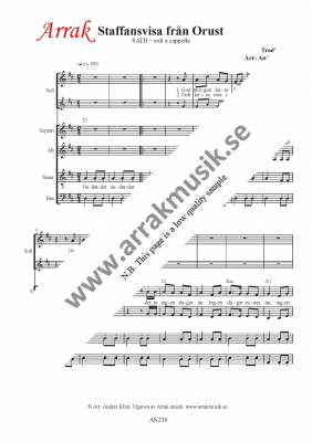 Staffansvisa frn Orust i gruppen Krnoter - tryckta hos JaKe (Arrak) musik (AK216)