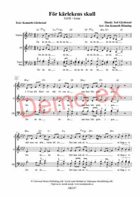 Fr krlekens skull (SATB) i gruppen Krnoter - tryckta hos JaKe (Arrak) musik (AK247)