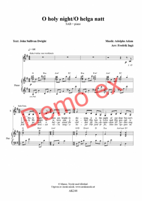 Adams julsång SAB i gruppen Kyrkoåret / Julkretsen / Jul hos JaKe (Arrak) musik (AK248)