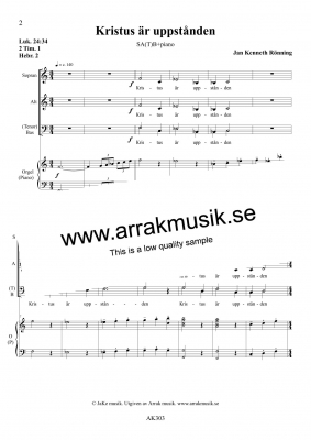 Kristus är uppstånden i gruppen Kyrkoåret / Påskkretsen / Påskdagen hos JaKe (Arrak) musik (AK303)