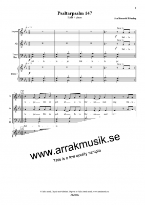 Psaltarpsalm 147 i gruppen Körnoter - tryckta hos JaKe (Arrak) musik (AK311K)
