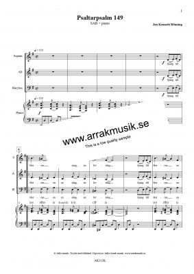 Psaltarpsalm 149 i gruppen Körnoter - tryckta hos JaKe (Arrak) musik (AK312K)