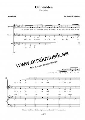 Om världen i gruppen Körnoter - tryckta hos JaKe (Arrak) musik (AK313)