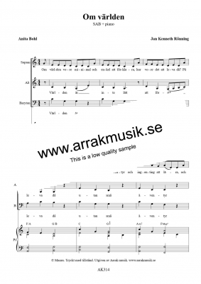 Om världen i gruppen Körnoter - digitala hos JaKe (Arrak) musik (AK314D)