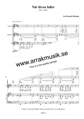 När löven faller i gruppen Körnoter - tryckta hos JaKe (Arrak) musik (AK315)