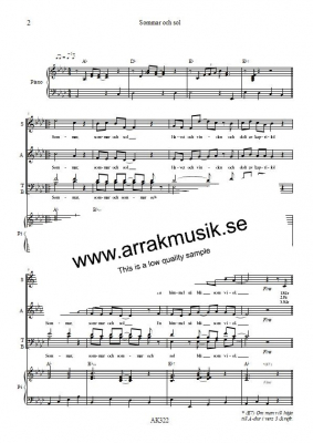 Sommar och sol i gruppen Körnoter - tryckta hos JaKe (Arrak) musik (AK322)