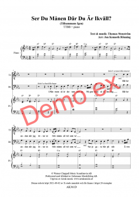 Ser du månen där du är ikväll? (Tillsammans igen) i gruppen Körnoter - digitala hos JaKe (Arrak) musik (AK361D)