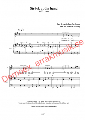 Str�ck ut din hand i gruppen K�rnoter - tryckta hos JaKe (Arrak) musik (AK364)