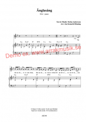 �nglas�ng SSA i gruppen K�rnoter - tryckta hos JaKe (Arrak) musik (AK366)
