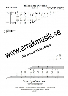 Tillkomme Ditt rike i gruppen Kyrkoåret / Övriga / Sorg hos JaKe (Arrak) musik (AK609D)
