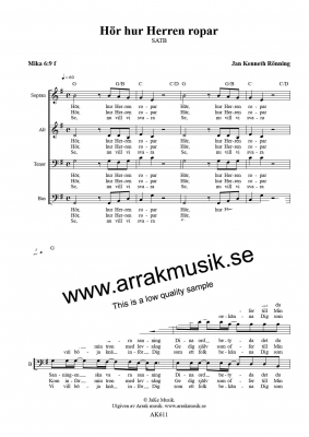 Hör hur Herren ropar i gruppen Körnoter - tryckta hos JaKe (Arrak) musik (AK611)