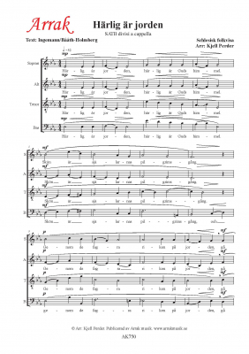 Härlig är jorden i gruppen Arrangörer / Kjell Perder hos Arrak musik (AK750)