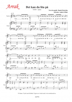 Det kan du lita p i gruppen Kyrkoret / Trefaldighetstiden / Allhelgonatid hos JaKe (Arrak) musik (AK794)
