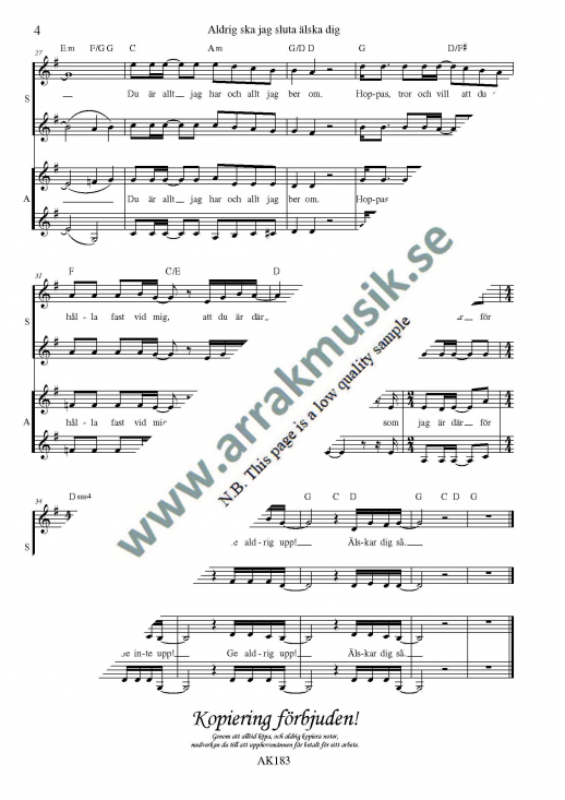 Aldrig Ska Jag Sluta älska Dig Chords