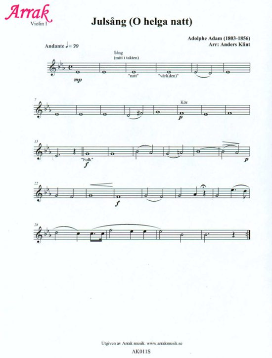 Adams juls�ng (Ess-dur) - str�k