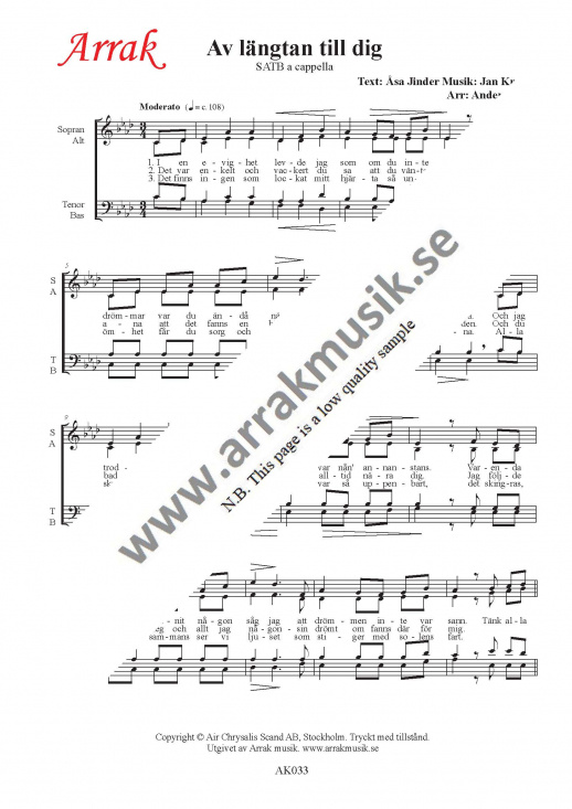 Av l�ngtan till dig