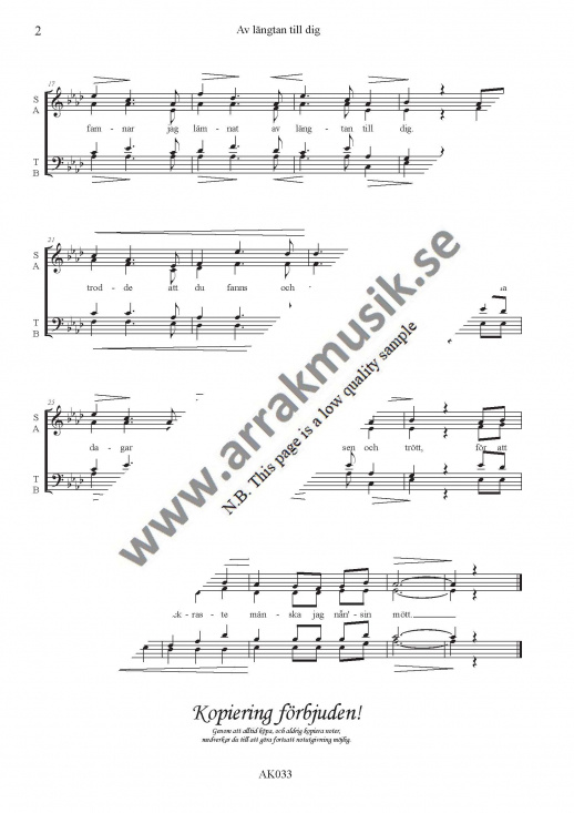 Av l�ngtan till dig