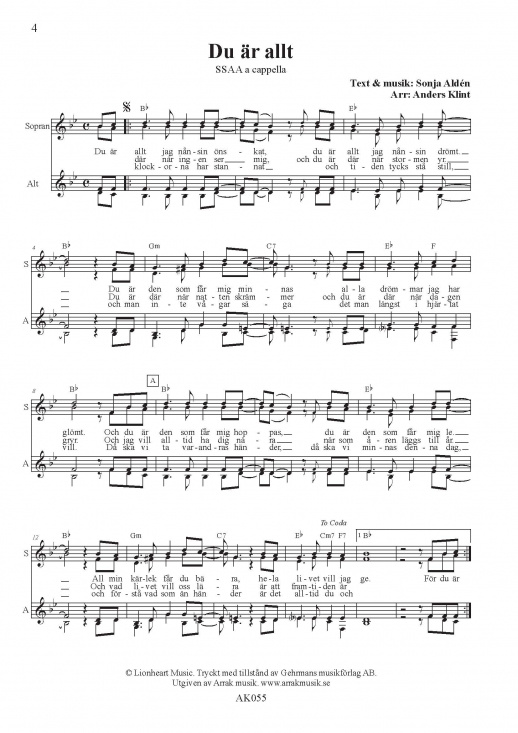 Fyra s�nger av Sonja Ald�n