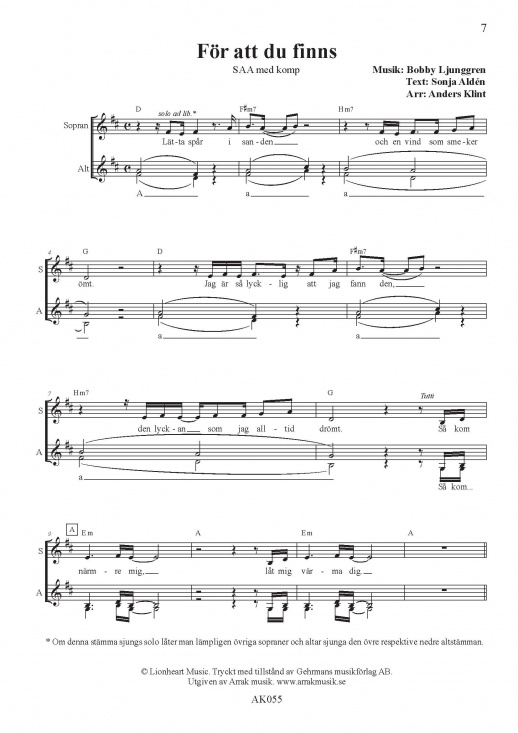 Fyra s�nger av Sonja Ald�n