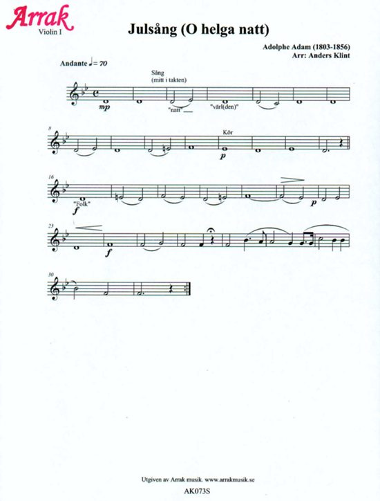 Adams juls�ng (Bb-dur) - str�k