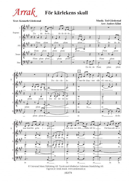F�r k�rlekens skull (SSATB)