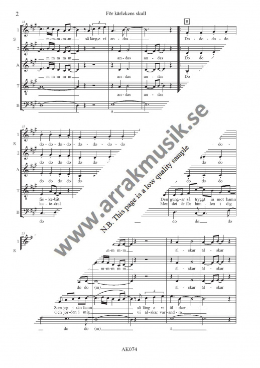 F�r k�rlekens skull (SSATB)