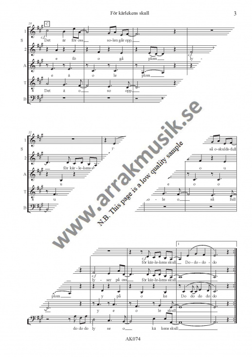 F�r k�rlekens skull (SSATB)