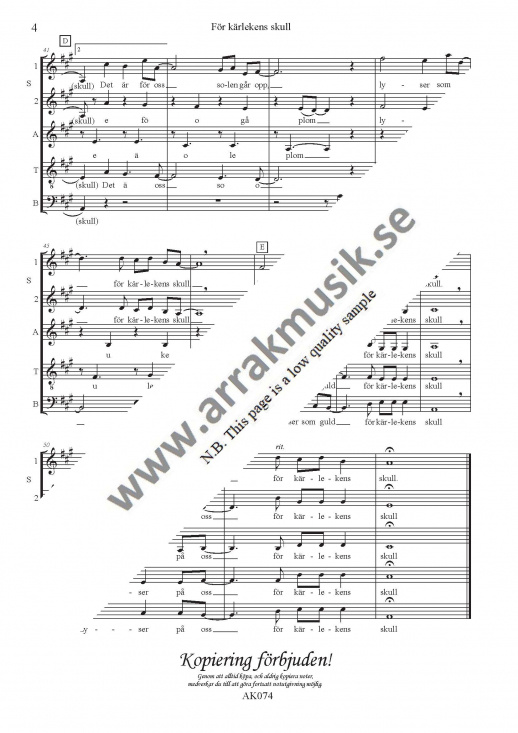F�r k�rlekens skull (SSATB)
