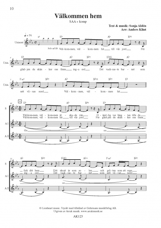 Fyra s�nger till av Sonja Ald�n