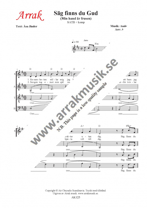 S�g finns du Gud (Min hand �r frusen)