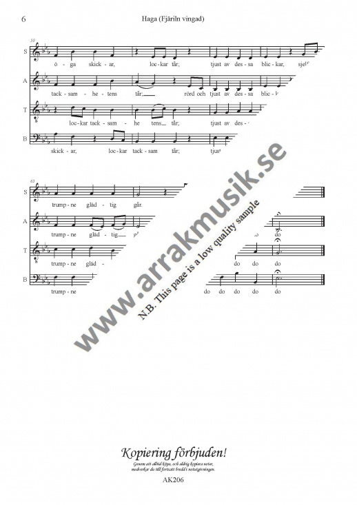 Haga (Fj�riln vingad) - SATB