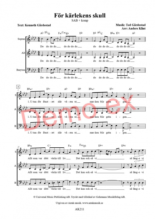 F�r k�rlekens skull (SAB)