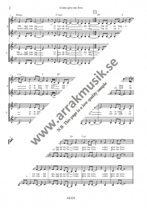 Come give me love - SSAA