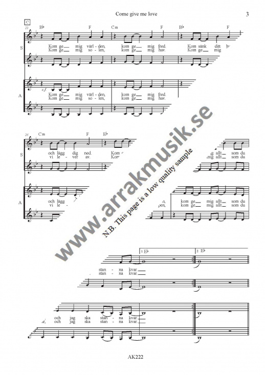 Come give me love - SSAA