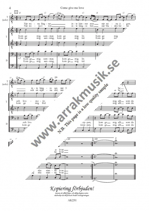 Come give me love - TTBB