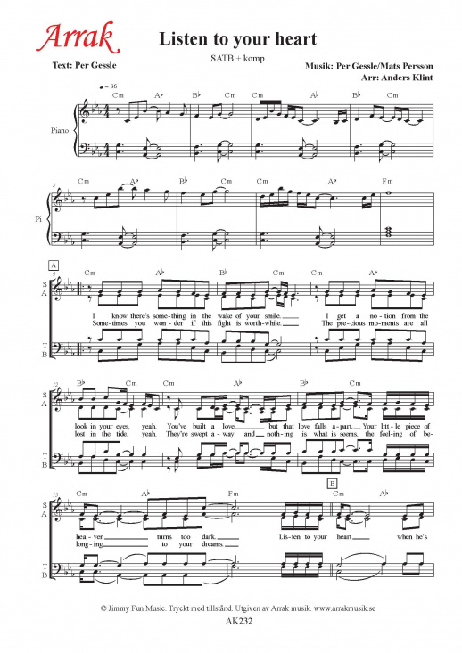 Listen to your heart SATB
