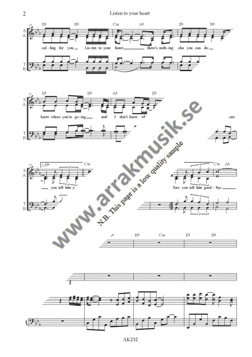 Listen to your heart SATB