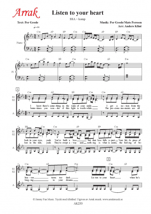 Listen to your heart SSA