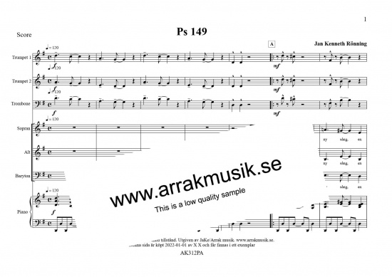 Psaltarpsalm 149 Partitur + Stämmor