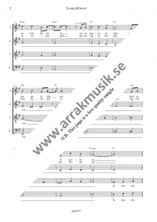 Ta mig till havet - SATB