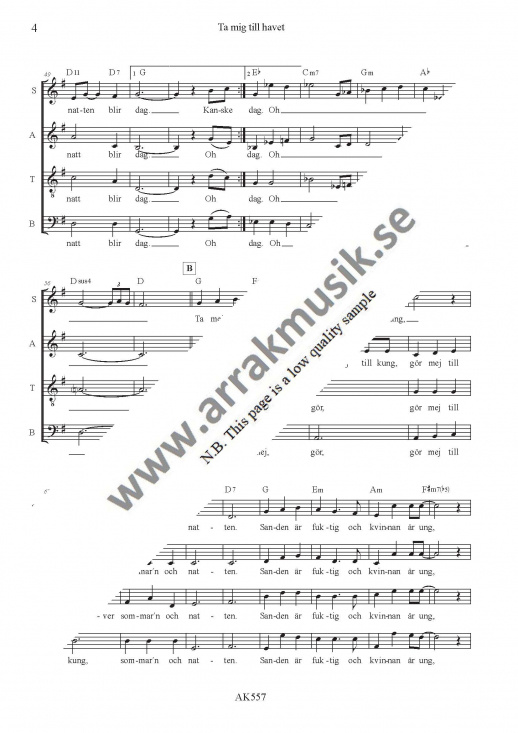 Ta mig till havet - SATB