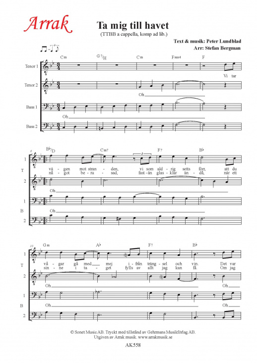 Ta mig till havet - TTBB