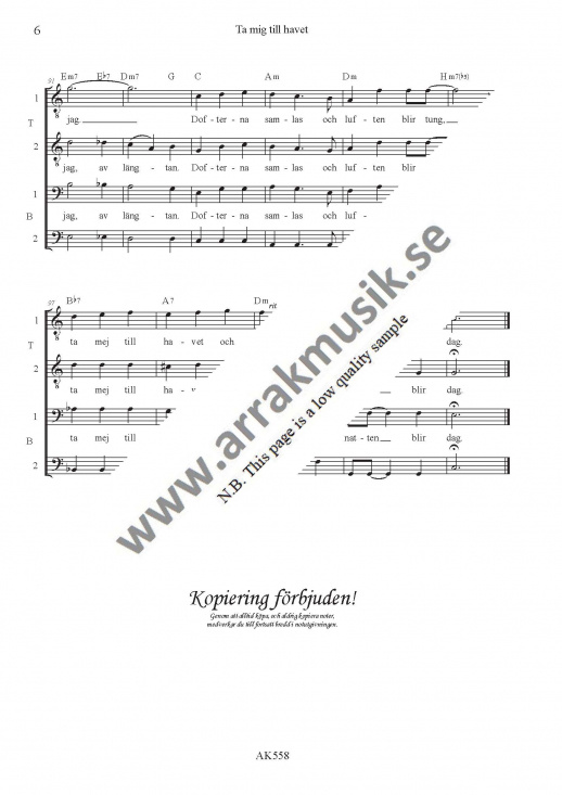 Ta mig till havet - TTBB