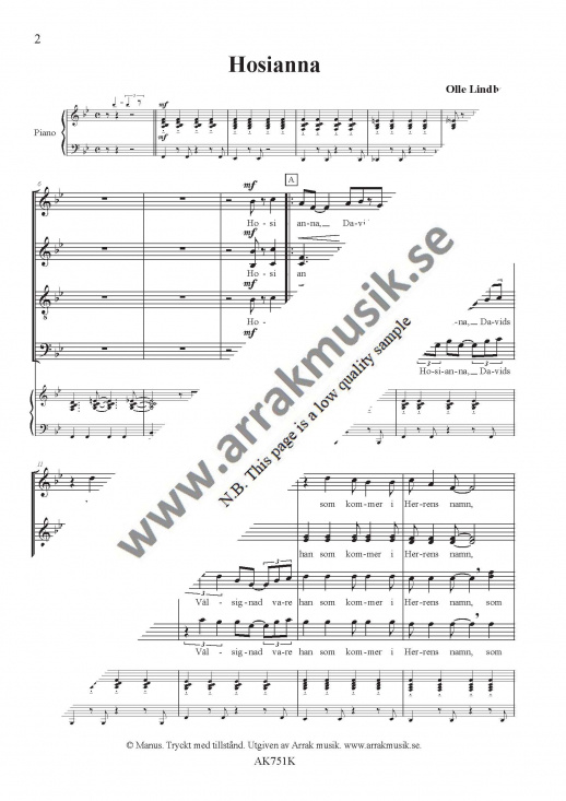 Hosianna - K�rpartitur